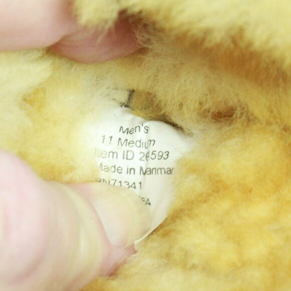 LL Bean Brown Suede Wicked Good Shearling Lined Moccasin Slippers Size 11 M - Picture 8 of 9